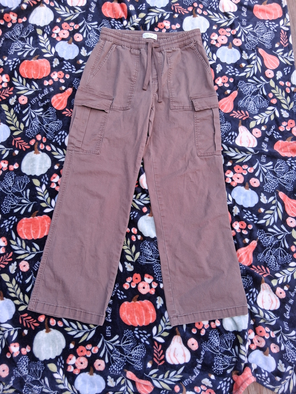 Kensie Brown Wide-Leg Cargo Jeans